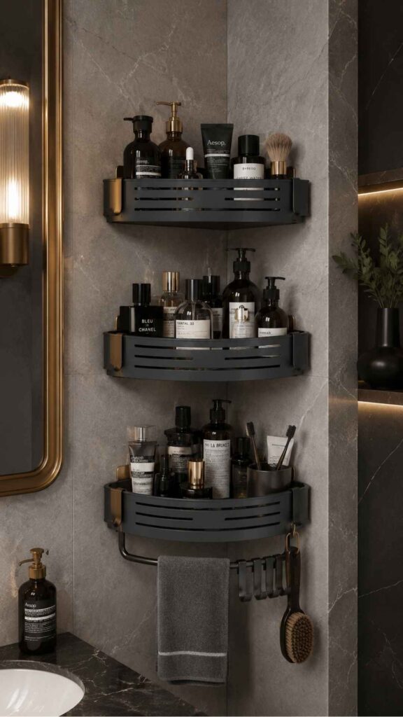 Corner-Based Small Bathroom Storage Solutions