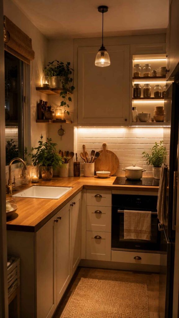 Warm Lighting to Your Small Kitchen Decor