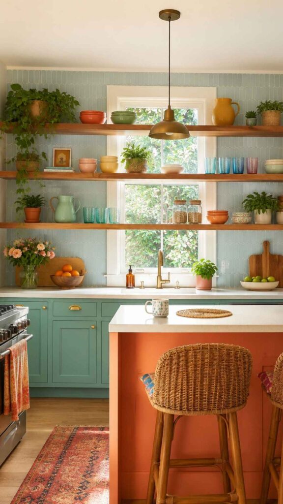 Long Shelves Benefit Small Kitchen Decor