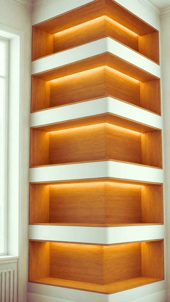 Illuminated Corner Shelving Unit