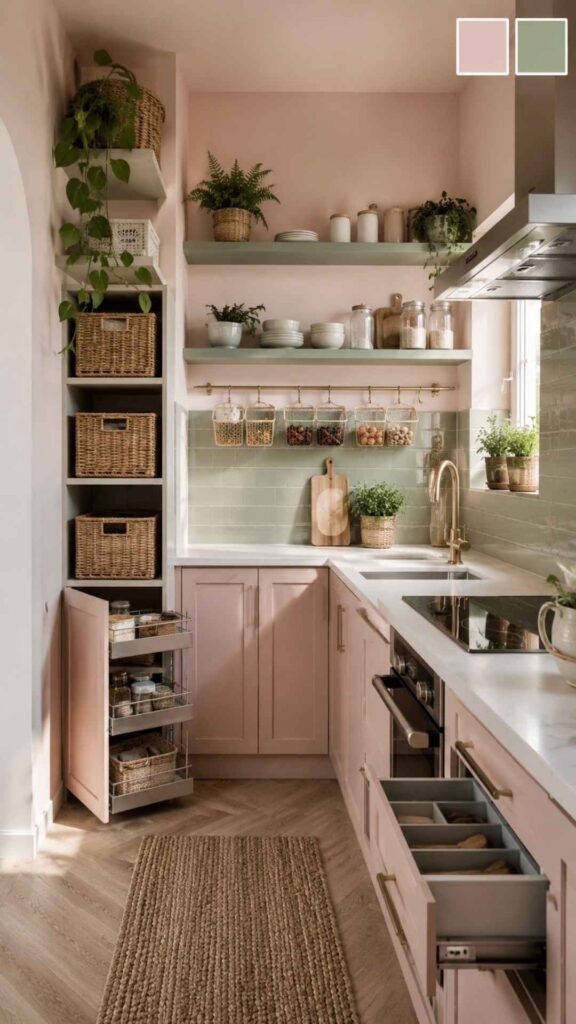 Pink and Sage Green Kitchen Decor