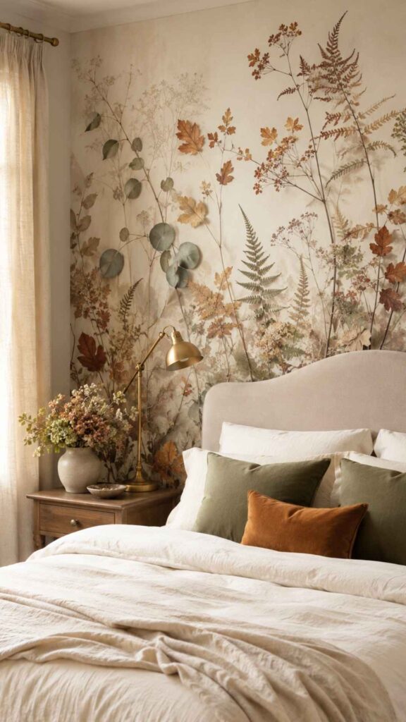Botanical Wallpaper for Fall Bedroom Decor