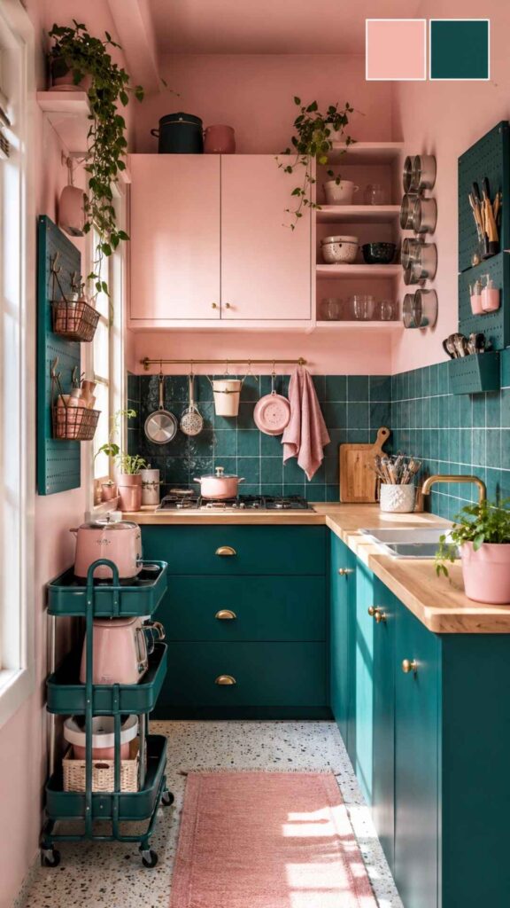 Pink and Teal Kitchen Decor