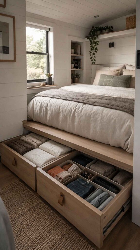 Raised Bed with Large Storage Drawers