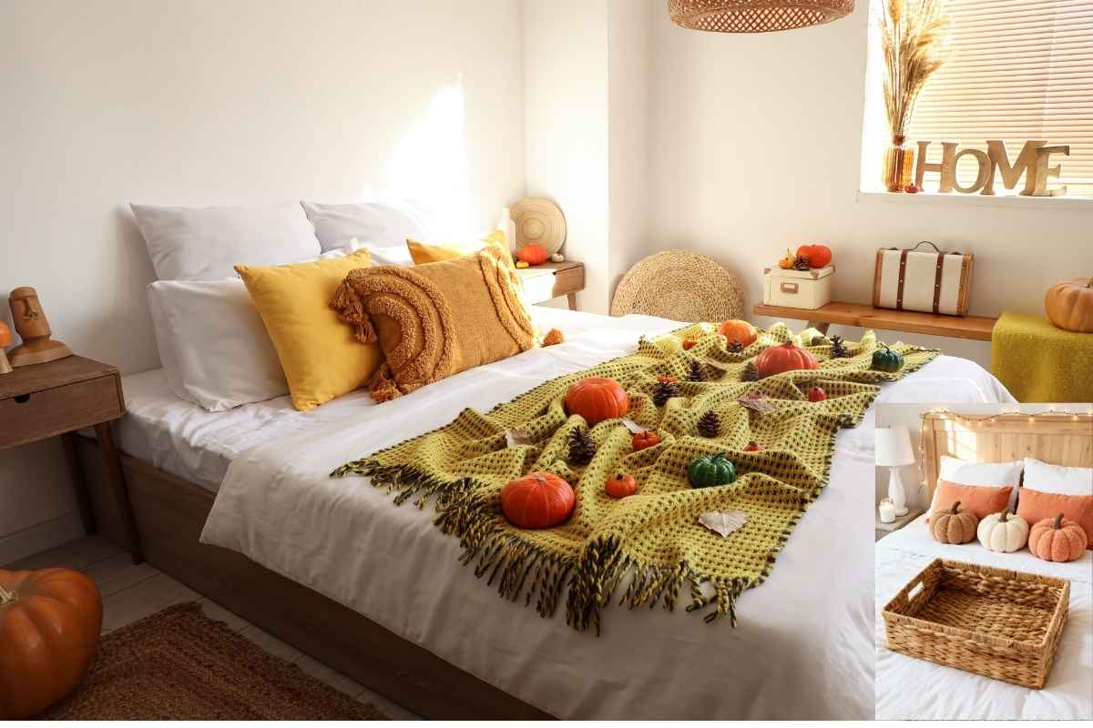 10 Fall Bedroom Decor Ideas for Small Spaces with 3D Wallpapers.