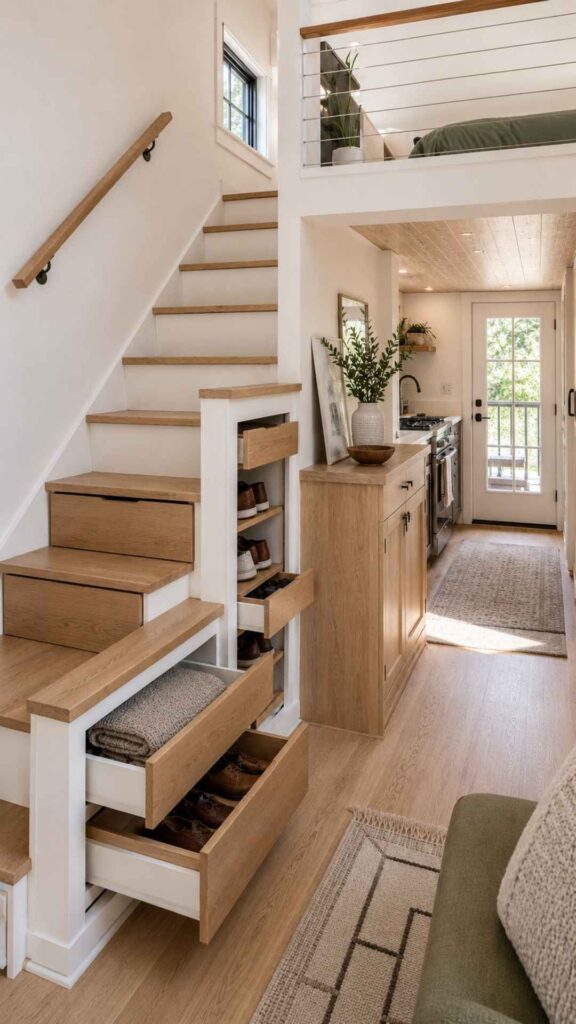 Storage Drawers Inside the Staircase