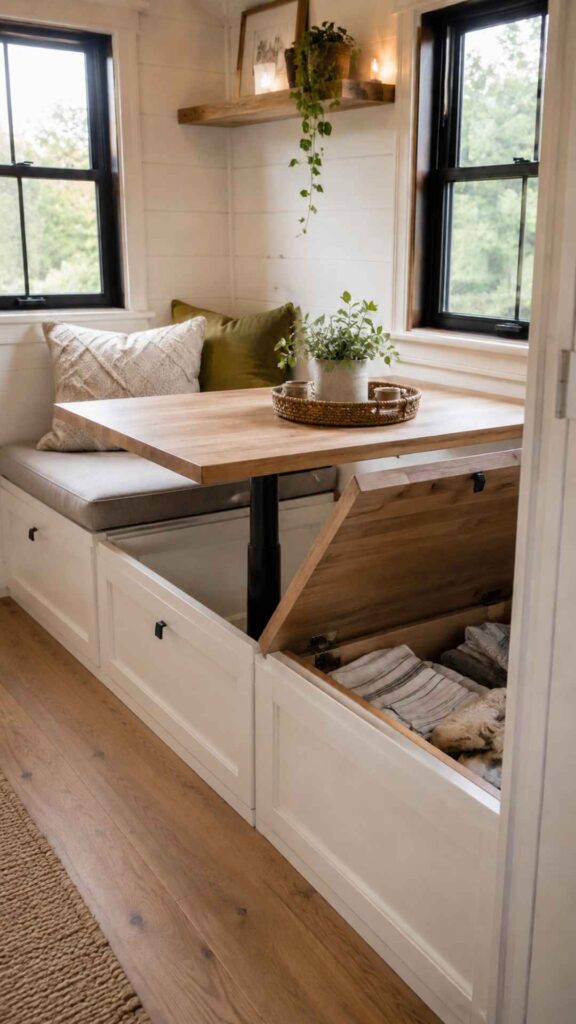 Dining Bench with Storage Under the Seats