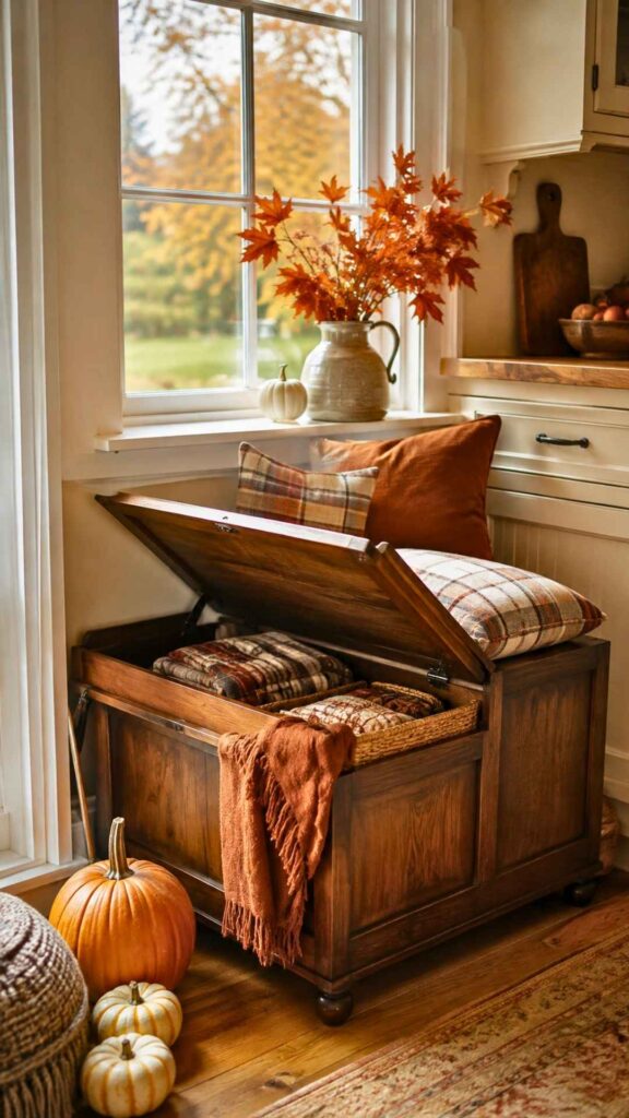 Fall Kitchen Decor Ideas with a Bench or Stool 