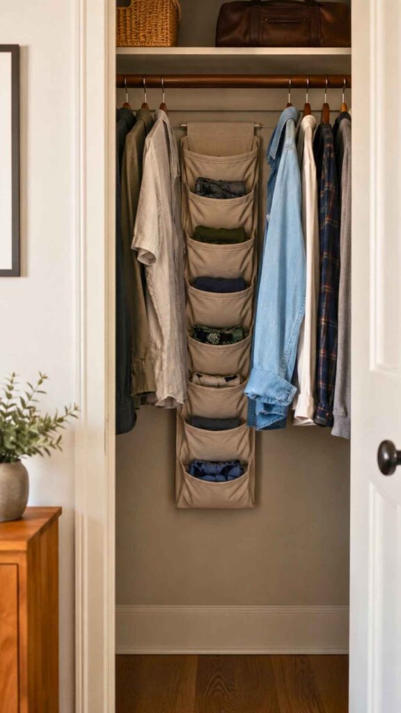 Use the Wall Behind Hanging Clothes