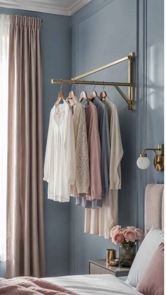 Folding Wall Rail for Small Bedroom Storage Ideas
