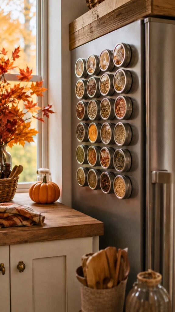  Fall Kitchen Decor Ideas Using Magnetic Spice Storage