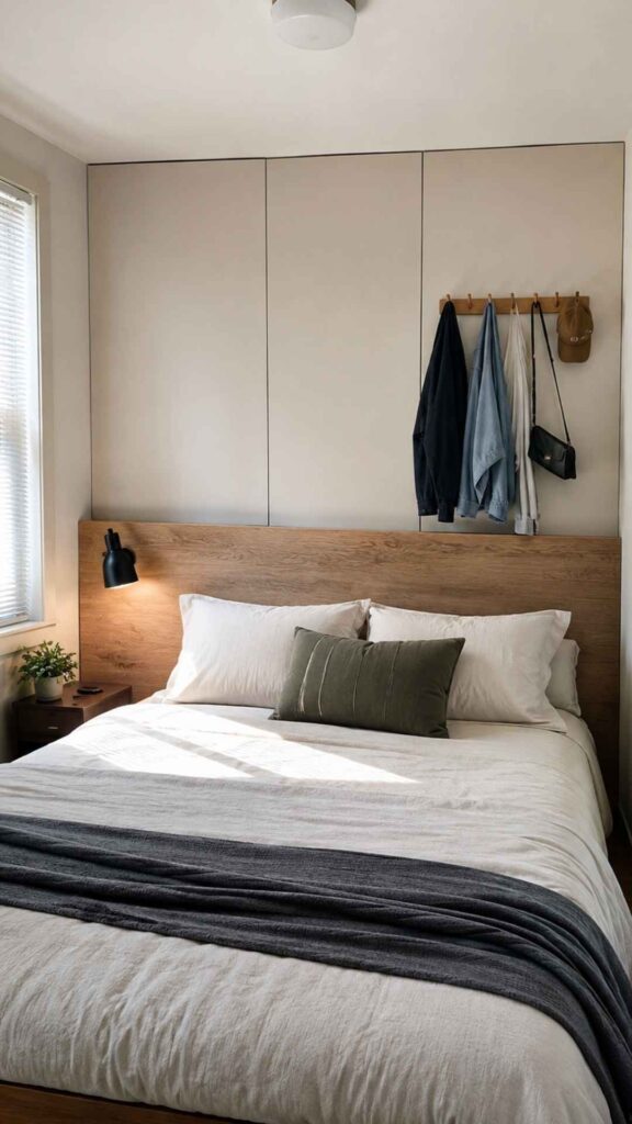 Narrow “Wardrobe Wall” Behind the Headboard