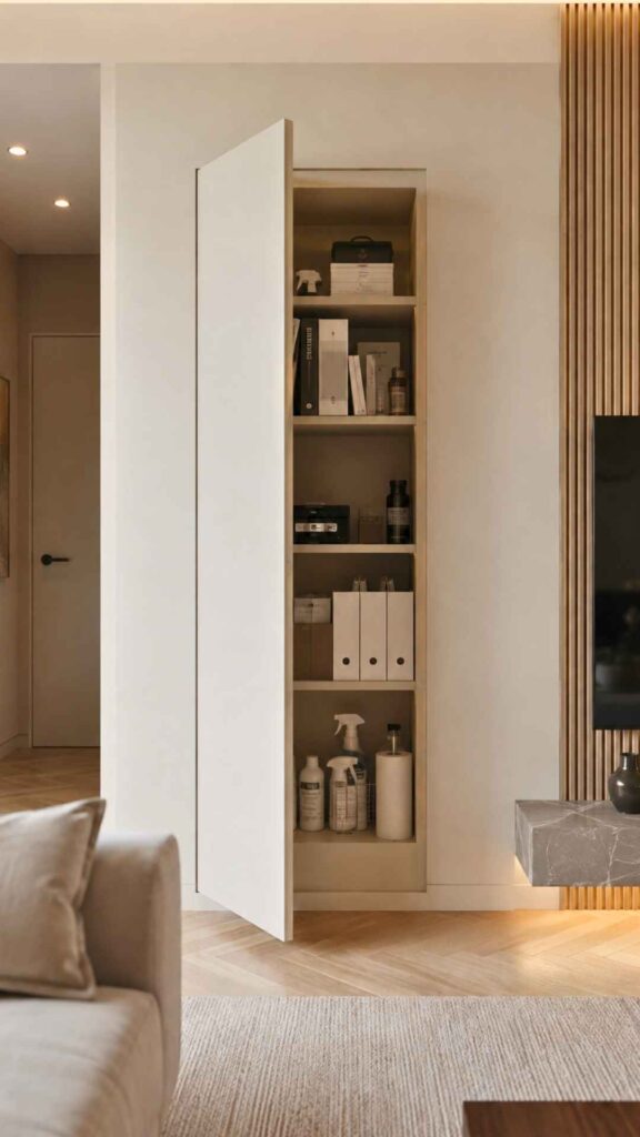 Turn a False Wall or Panel Into Concealed Storage