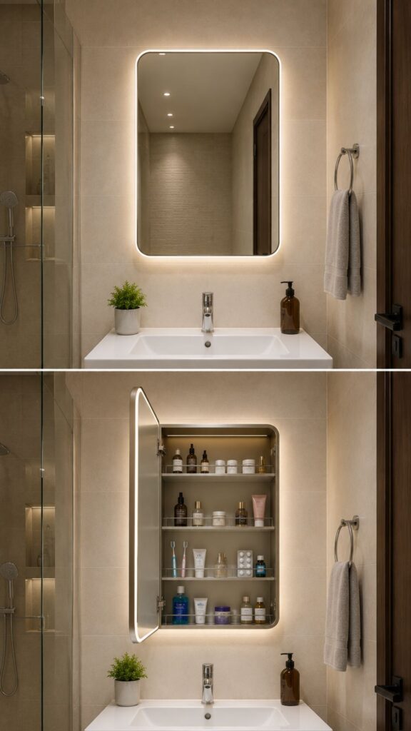 Hidden Storage Added Behind the Mirror