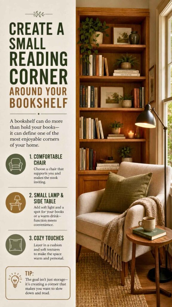Create a Small Reading Corner Around Your Bookshelf