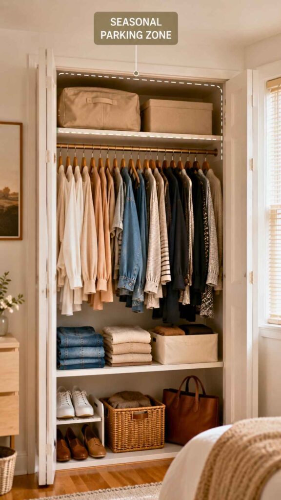 Use a “Seasonal Parking Space” Instead of Reorganizing the Whole Closet