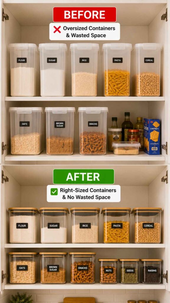 Stop Stuffing Oversized Food Containers Into Small Shelves