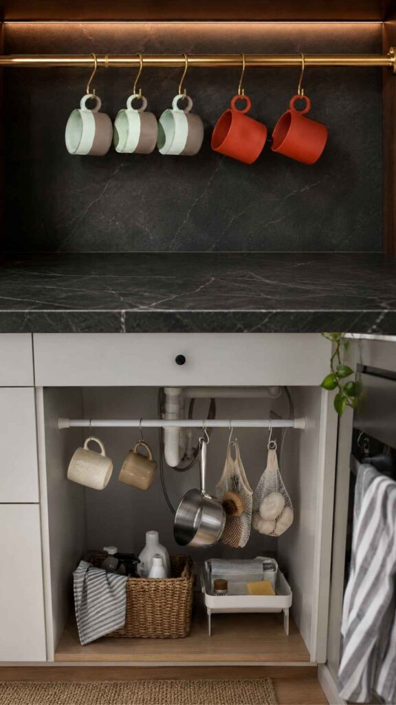 Tension Rod as a Hanging Storage Rail