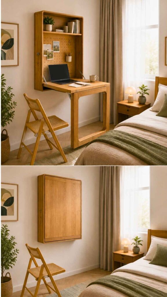 . Wall-Mounted Folding Desk