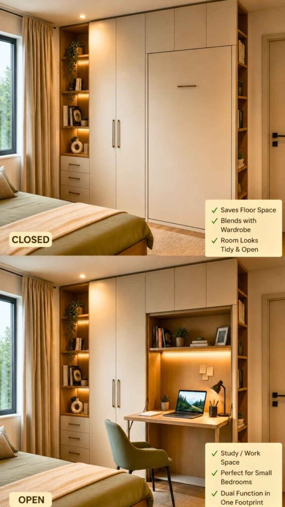 Wardrobe cum Fold-Down Desk