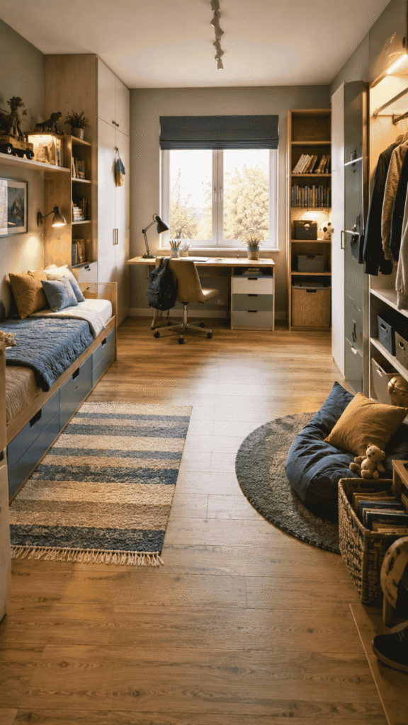 Create Sleep, Study, Play, and Storage Zones