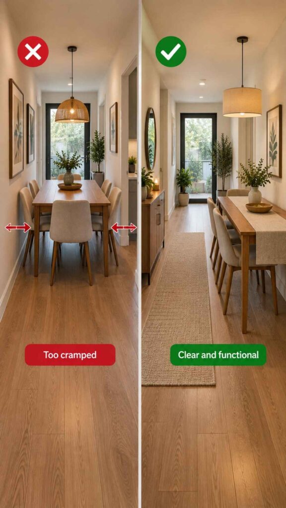 Position the Table Correctly in a Long, Narrow Dining Space