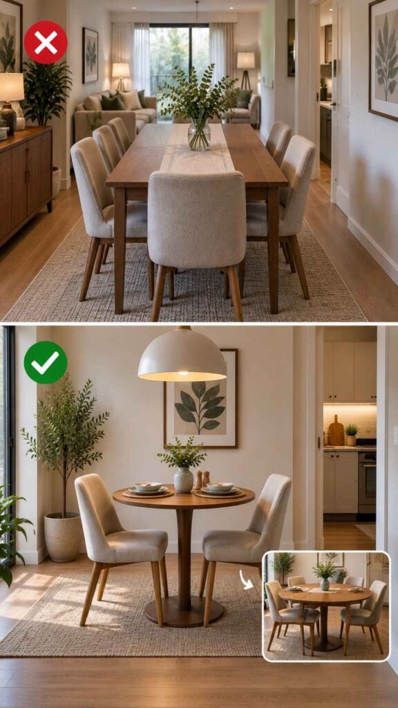Don’t Make a Dining Area for Two Larger Than Necessary